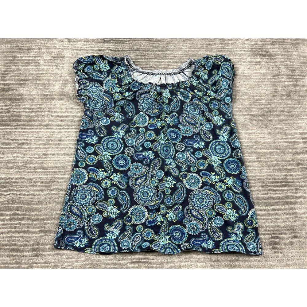 Kim Rogers Top‎ Wommens Small Multicolor Paisley Short Sleeve 100% Cotton